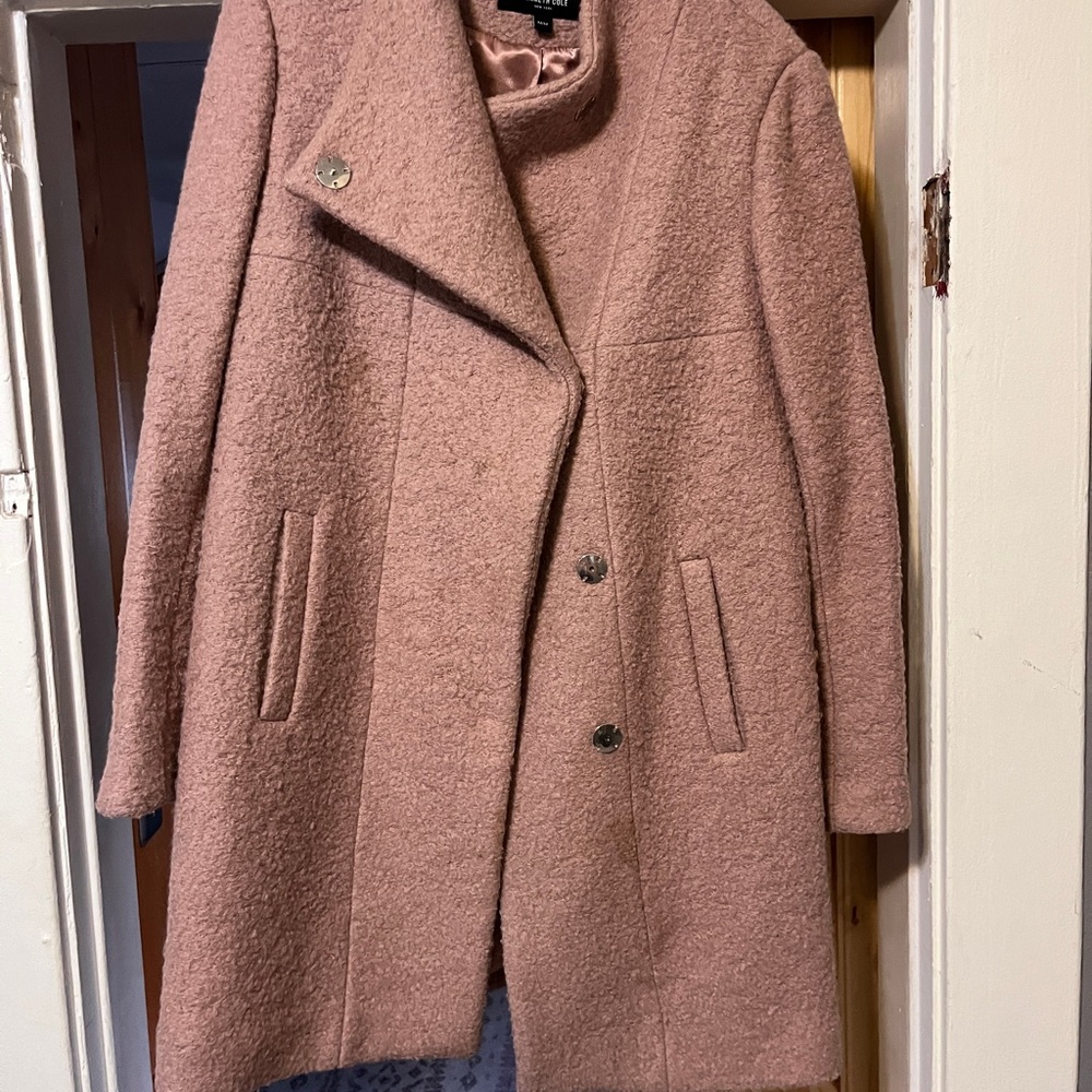 Zara Women's Rose Pink Wool-Blend Walker Coat